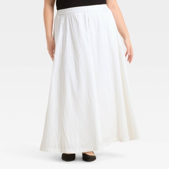 New Day - Women's Maxi Picnic A-Line Skirt - Size 1X White - Picture 1 of 13
